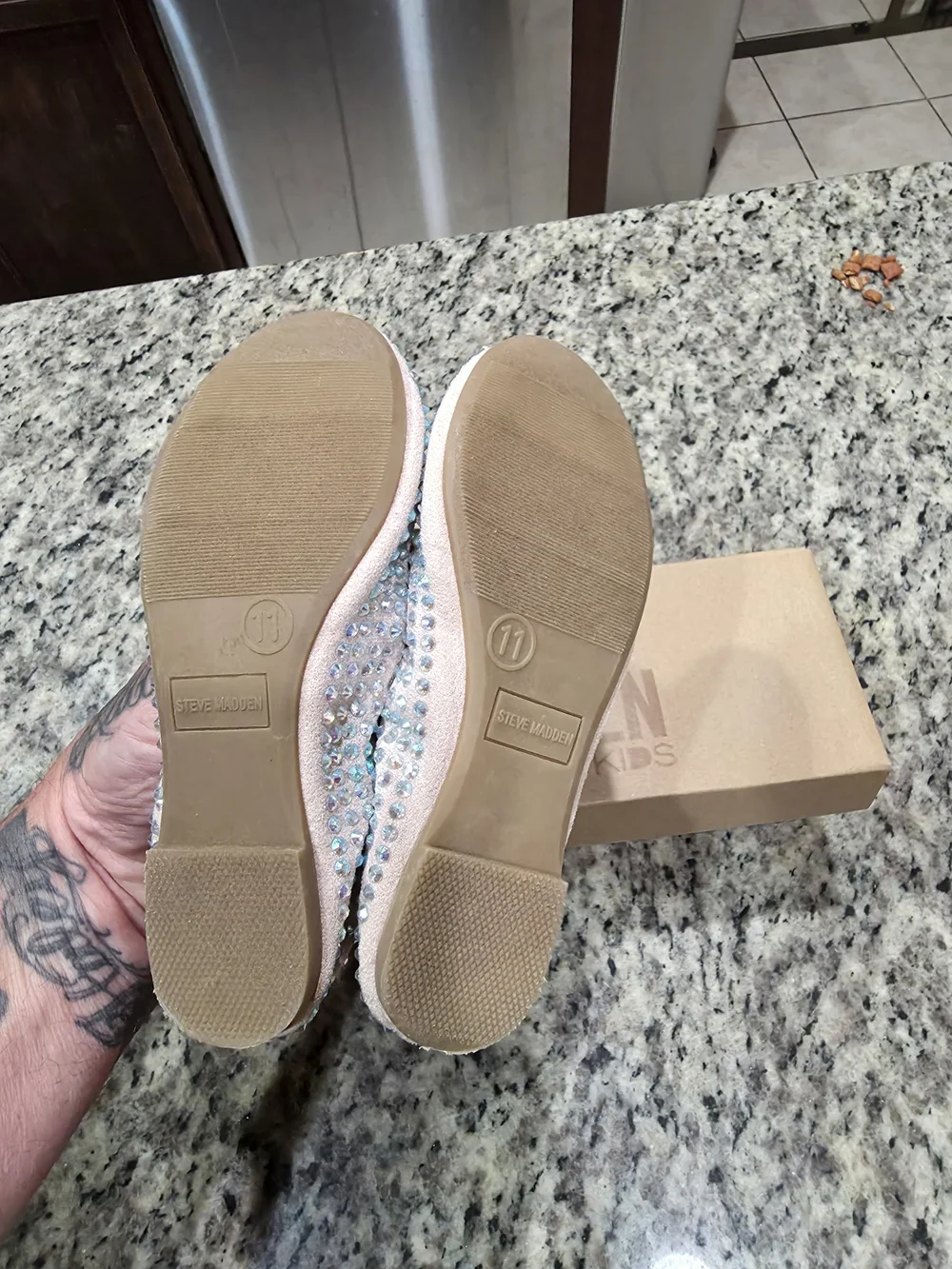 Steve Madden Kids Rhinestone Ballet Flats with Leopard Lining